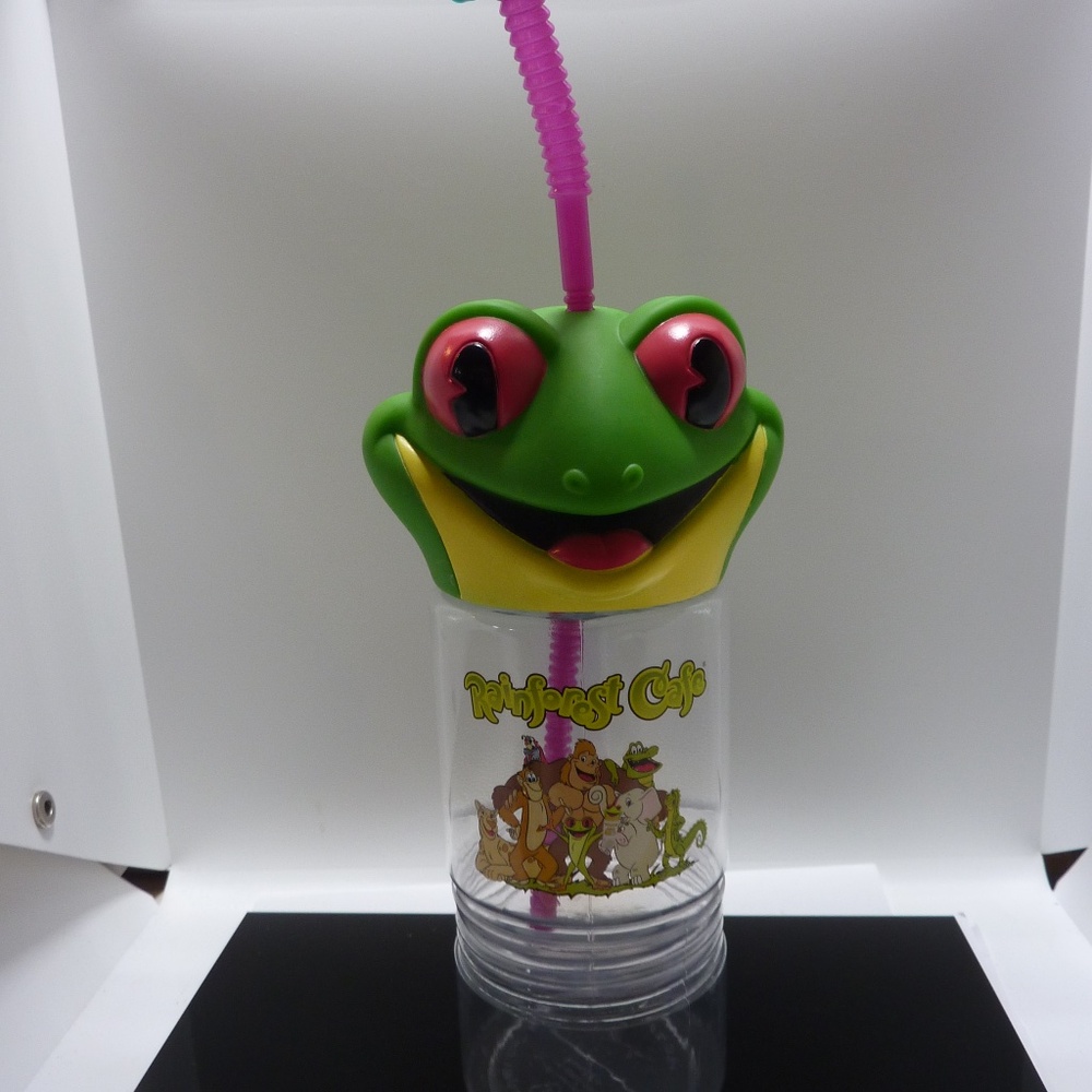 Rainforest Cafe Tree Frog 3D Head Travel Cup Water Bottle Souvenir Drink/Snack